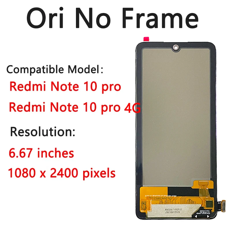 6.67 "AMOLED dla Redmi Note10Pro M2101K6G wymiana wyświetlacza dla Xiaomi Redmi Note 10 Pro wyświetlacz LCD ekran dotykowy z ramką — zdjęcie produktu 3
