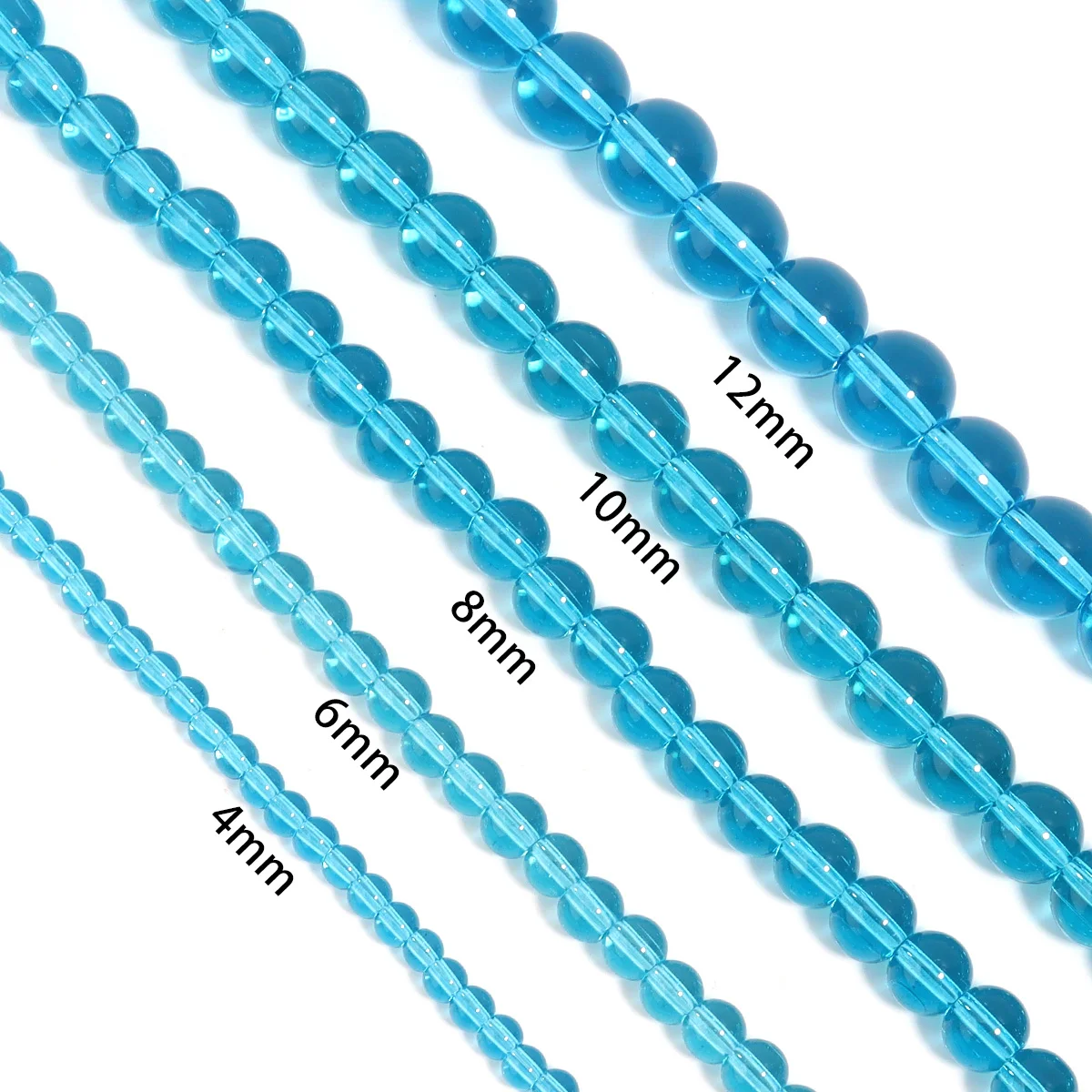 1 Strand 4/6/8/10/12mm Lake Blue Glass Beads Round Loose Spacer Beads For Jewelry Making DIY Bracelets Necklace Accessories