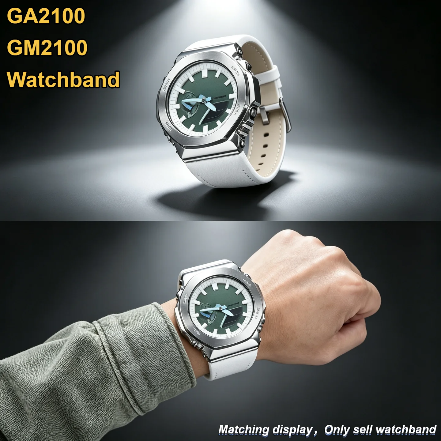 Mod Kit Uhrenarmband aus Kuhleder für Casio G-SHOCK GA-2100 GA2100 GA2110 GA-B2100 GM-2100 Herren Uhrenarmband Ersatz Business Armband