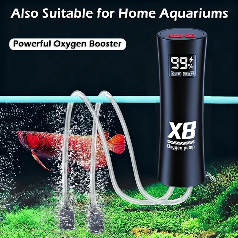 

Кислородный насос для аквариума с зарядкой, воздушный насос двойного назначения, USB-литиевая батарея, бытовой портативный бесшумный насос для рыбалки на открытом воздухе