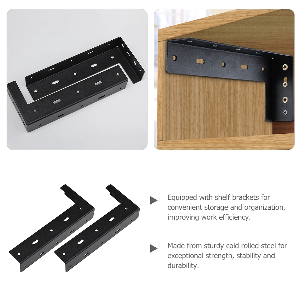 

2pcs Heavy Duty Wall Mount Hanging Bracket Shelf Support Cabinet Hardware Metal Triangular Brackets for Kitchen Storage Black