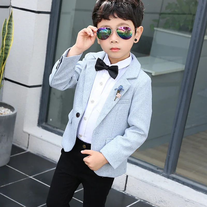 Children\'s Blazers Coat Autumn Spring Solid Color Suit Jackets For Boys Kid\'s Loose Host Performance Outerwear Clothes H38-1