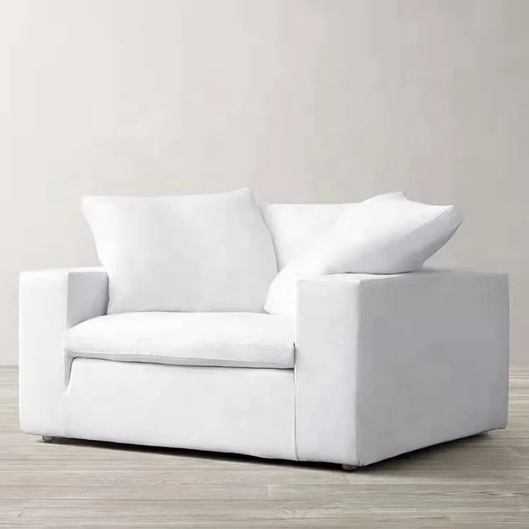 Sofa Couch Removable Cover Single Sofa White Fabric Linen Small Sectional Couch Sofa Set