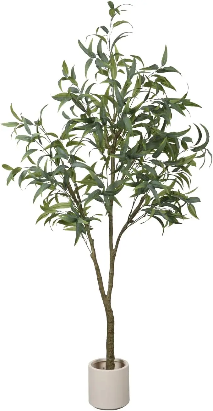 

6.7ft Artificial Eucalyptus Tree, Faux Eucalyptus Tree with Lifelike Leaves, Fake Eucalyptus Tree with Sturdy Plastic Pot