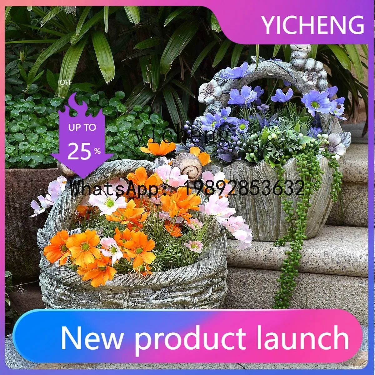 b206  Outdoor Courtyard Garden Creative Flower Basket Villa Home Lawn Decoration Horticultural Landscape Decoration