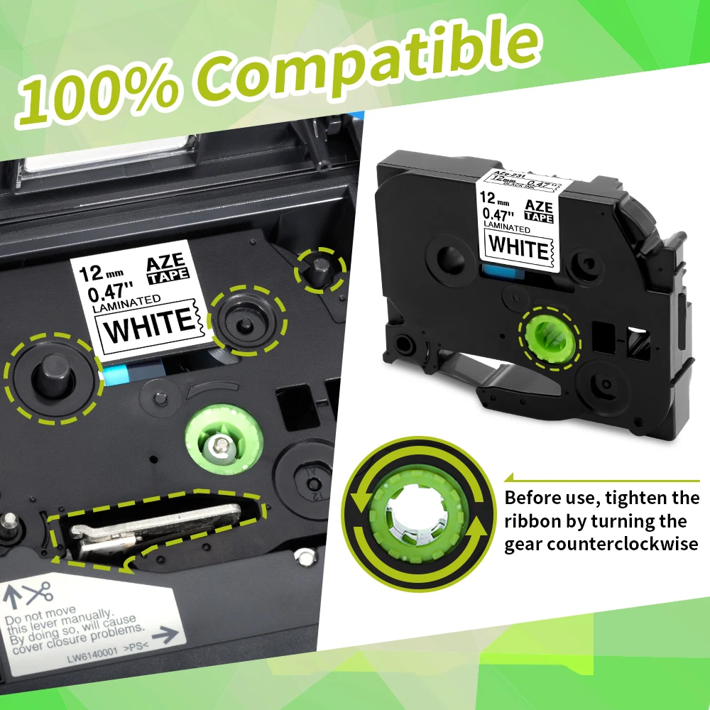 Label Tapes Tze-231 12mm Labeling Ribbon Sticker 221 211 Adhesive Labels Compatible for Brother P-TOUCH Laminated PT-H110 P710BT