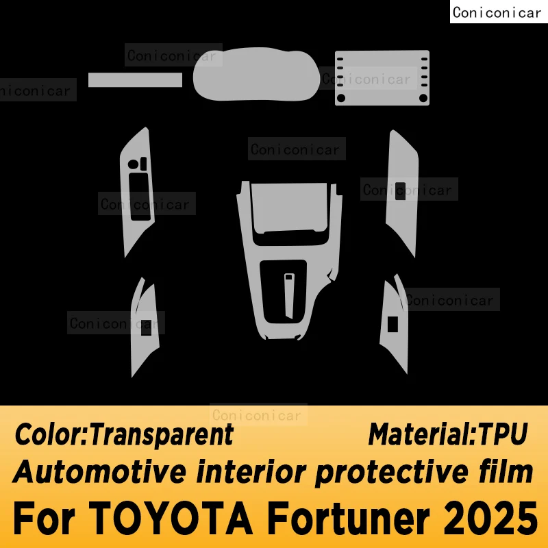 For TOYOTA Fortuner 2025 Panel Dashboard Navigation Automotive Interior Protective Film TPU Anti-Scratch Accessories