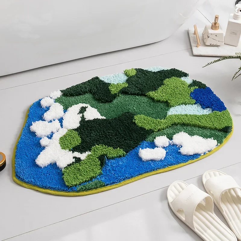 Thicken Moss Tufted Doormat Forest Aesthetics Kitchen Carpet Slip Anti Bath Mat Home Decor Entrance/hallway Room Rug