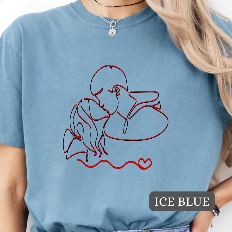 Минималистичная пара на День святого Валентина, футболка, день, художественный дизайн, силуэт, рисунки поцелуя, подарок на день Святого Валентина