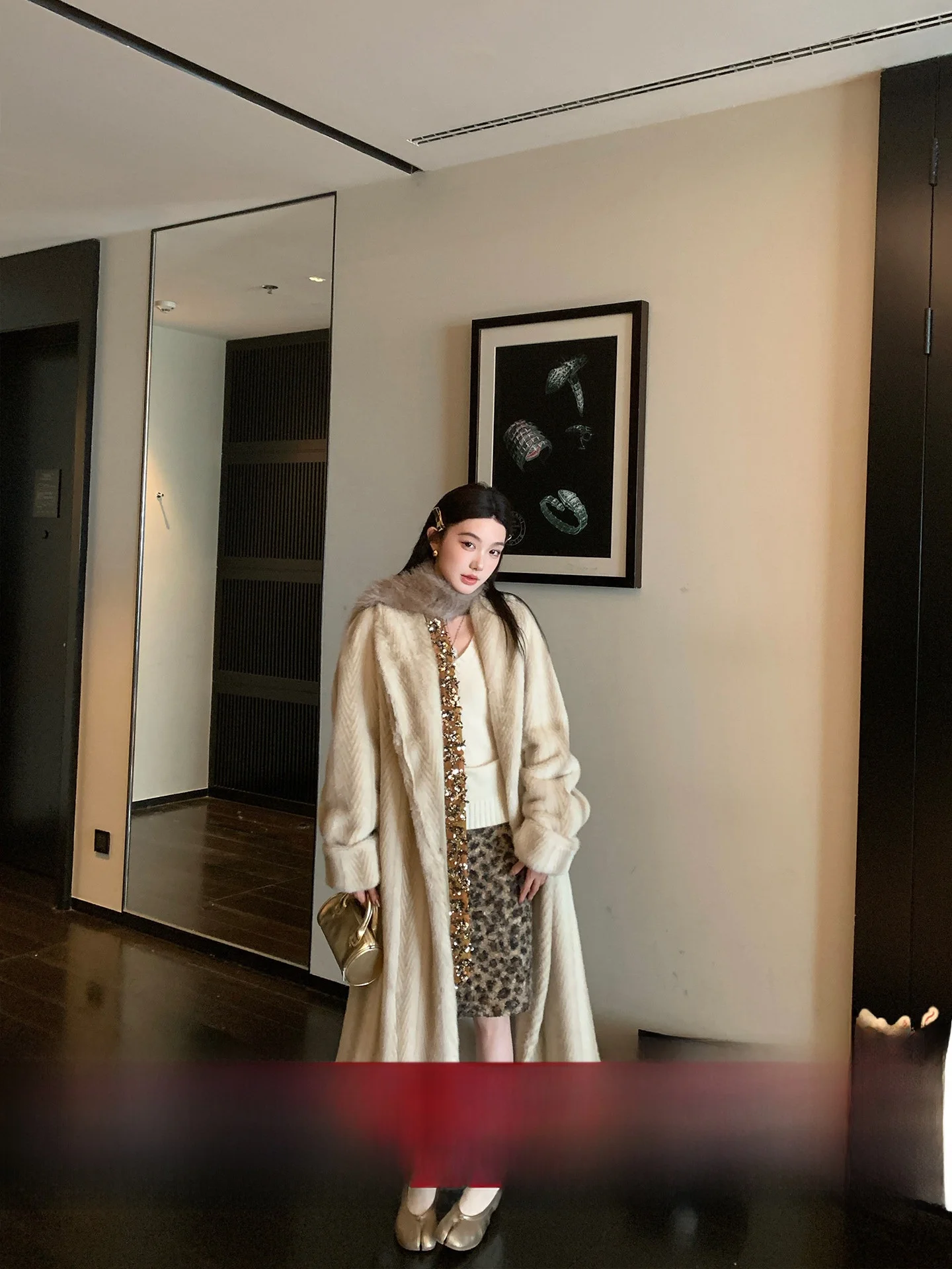 

adient Fur Coat Cus-Dyed High-End Youth Women's Long Sve Loose Fit Winter Faion Simulation Mink