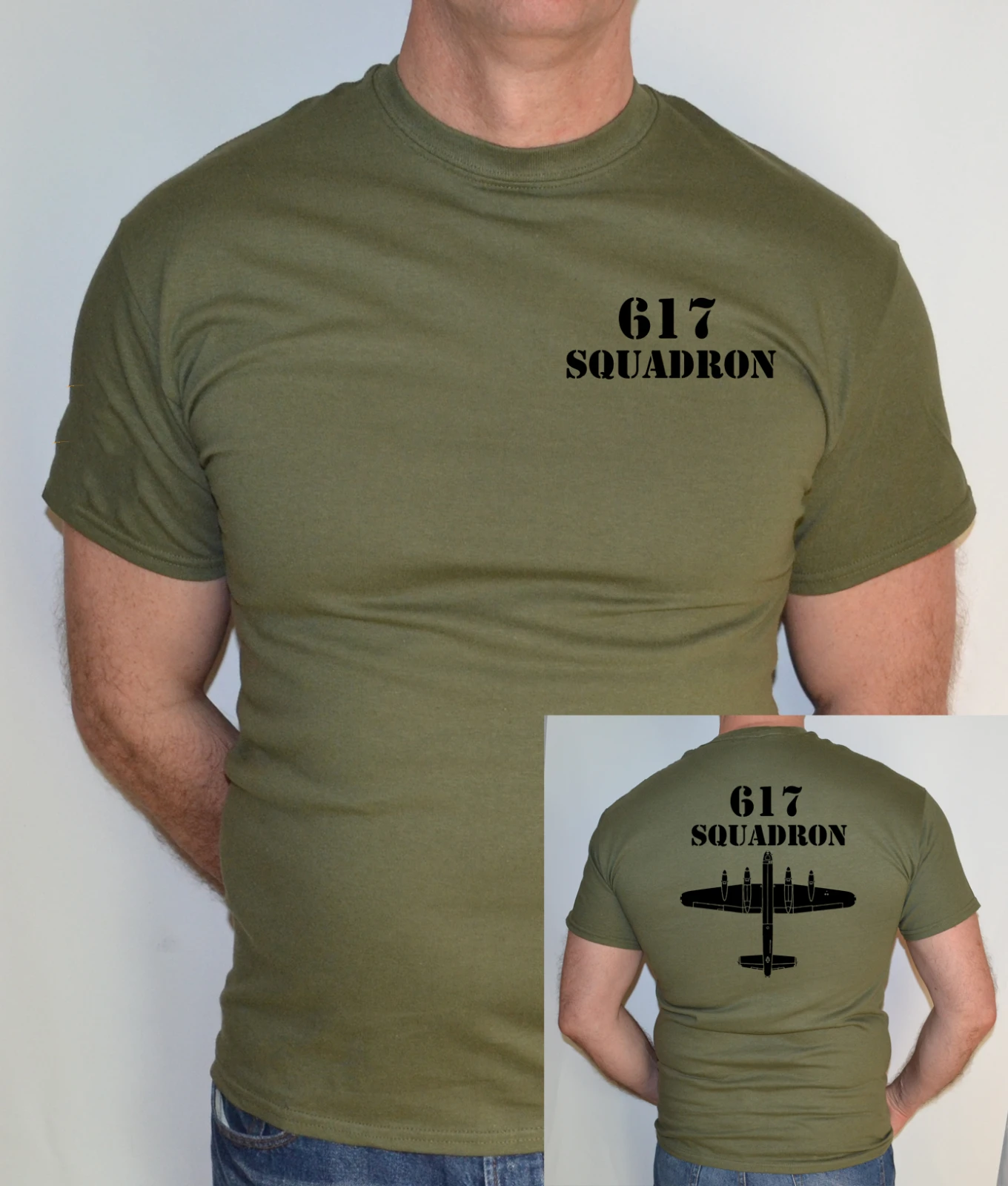 AVRO LANCASTER 617 SQUADRON WW2 AIRPLANE FLIGHT T SHIRT Loose Mens Top New Two Sides Printed Tees