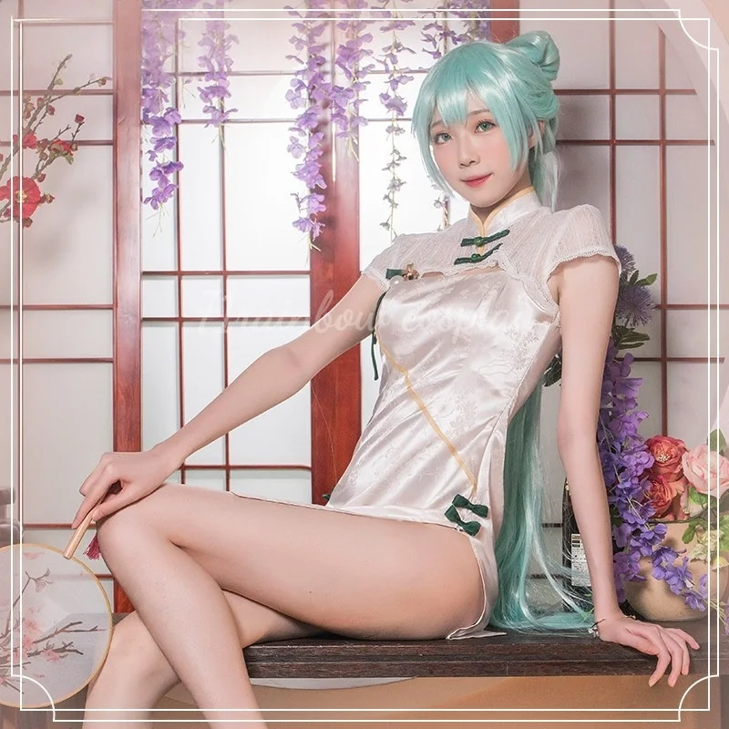 

Костюм для косплея VOCALOID Мику в стиле чонсам: женский рождественский наряд, сексуальное аниме-платье, костюмы Мику для косплея