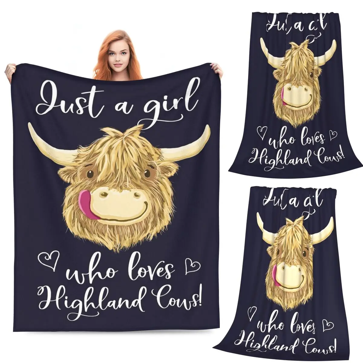 

Just A Girl Who Loves Scottish Highland Cows Blanket Flannel Sofa Throw Blanket Warm for Couch Bedding Outdoor Throws Bedspread