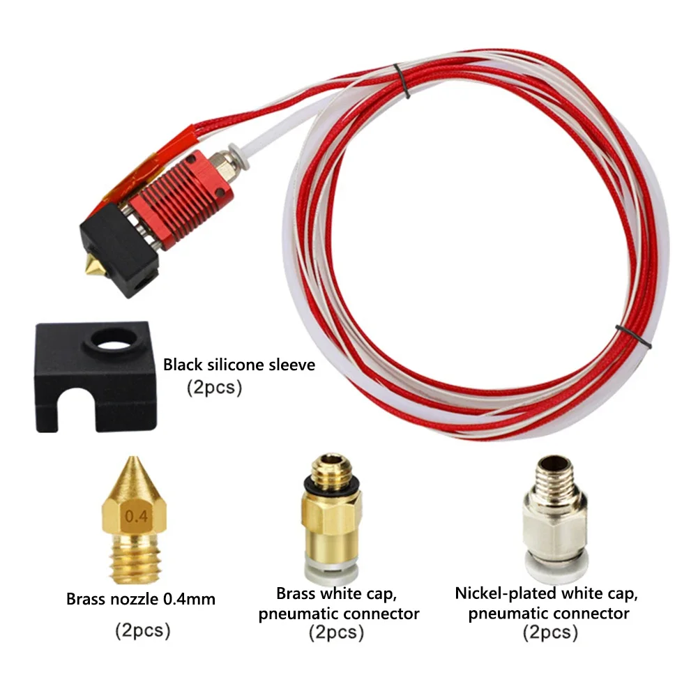 

3D Printer 9pcs Assembled Extruder Hot End Kit for Creality Ender 3 V2/Ender 3 Pro 0.4mm MK8 Brass Nozzle Pneumatic Connector