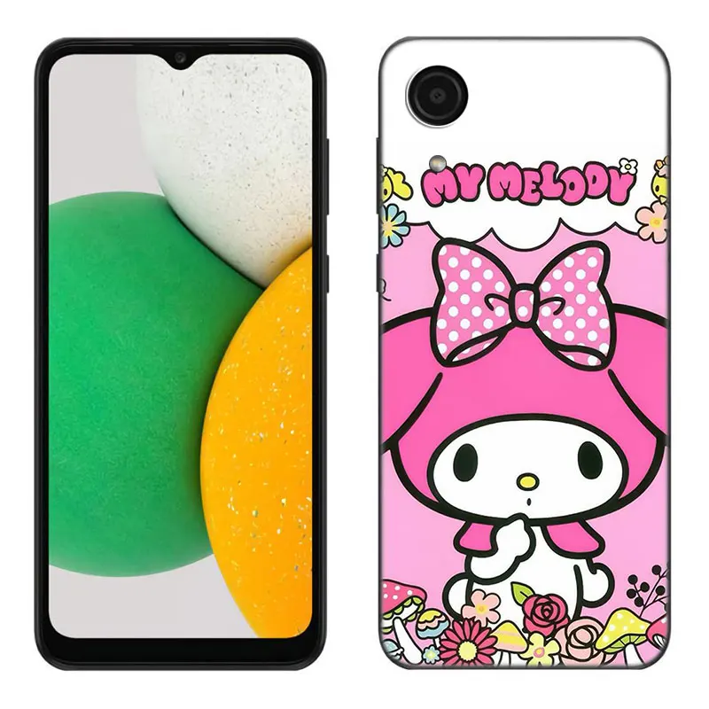 Cute My Melody Phone Case For Samsung Galaxy A01 A03 Core A04 A20 E A02 A10 A21 A30 A50 S A40 A41 A6 A8 Plus A7 2018 Black Cover