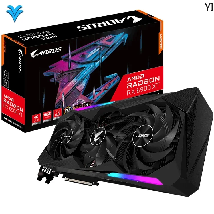 AORUS Radeon RX 6900 XT MASTER 16G Used Gaming Graphics Card With GDDR6 Memory Support OverClock RX 6400 6700 6800 GPU