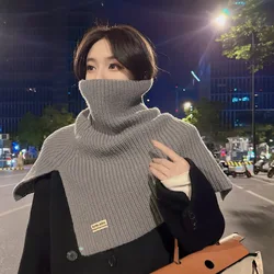 New Split High Collar Scarf For Women Girls Students Autumn Winter Solid Color Knitted Neckerchief Scarves Soft Neck Wrap Shawls