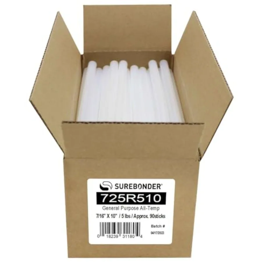 

Surebonder All-Temperature All-Purpose 5 lb Box of 10-Inch Full-Size Hot Glue Sticks for Crafts/DIY - About 94 Glue Sticks Per