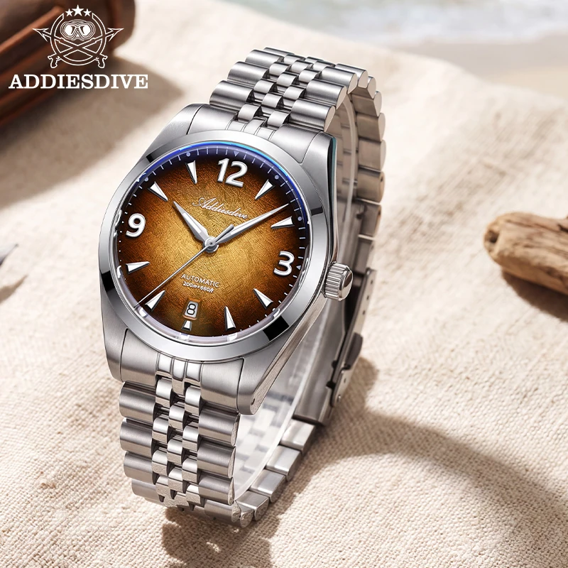ADDIESDIVE Automatic Mechanical Watch 316L Stainless Steel Calendar 316L Stainless Steel 200M Waterproof Diving Men's Watch