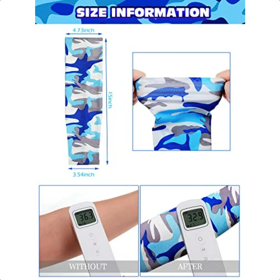 8 Pairs UV Cooling Sun Protection Sleeves to Cover Arms Ice Silk Cooling Comprion Sleeve for Men Women