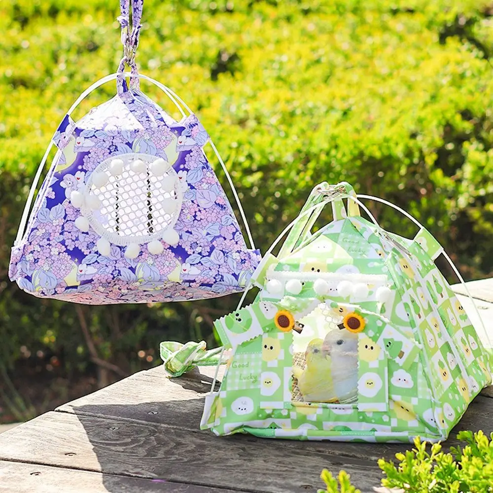 

Triangular Bird Nest Hanging Cage Rainproof Stable Hanging Tent Portable Breathable Parakeet Sleep Hut Viewing Bird Cages