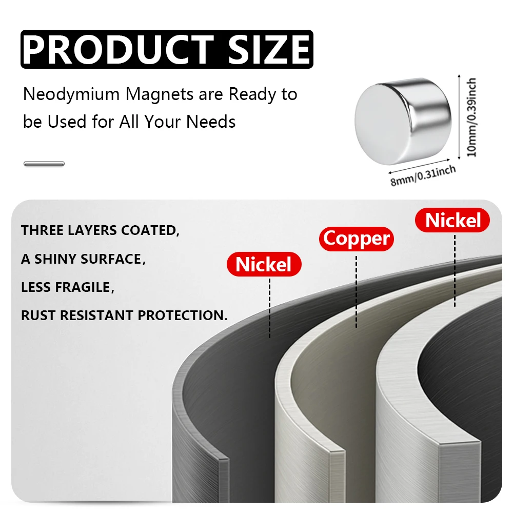 5 ~ 200 Stück kleiner runder Magnet 10 x 8 Permanenter NdFeB Superstarker, leistungsstarker Magnet imans N35 10 mm x 8 mm Neodym-Magnet