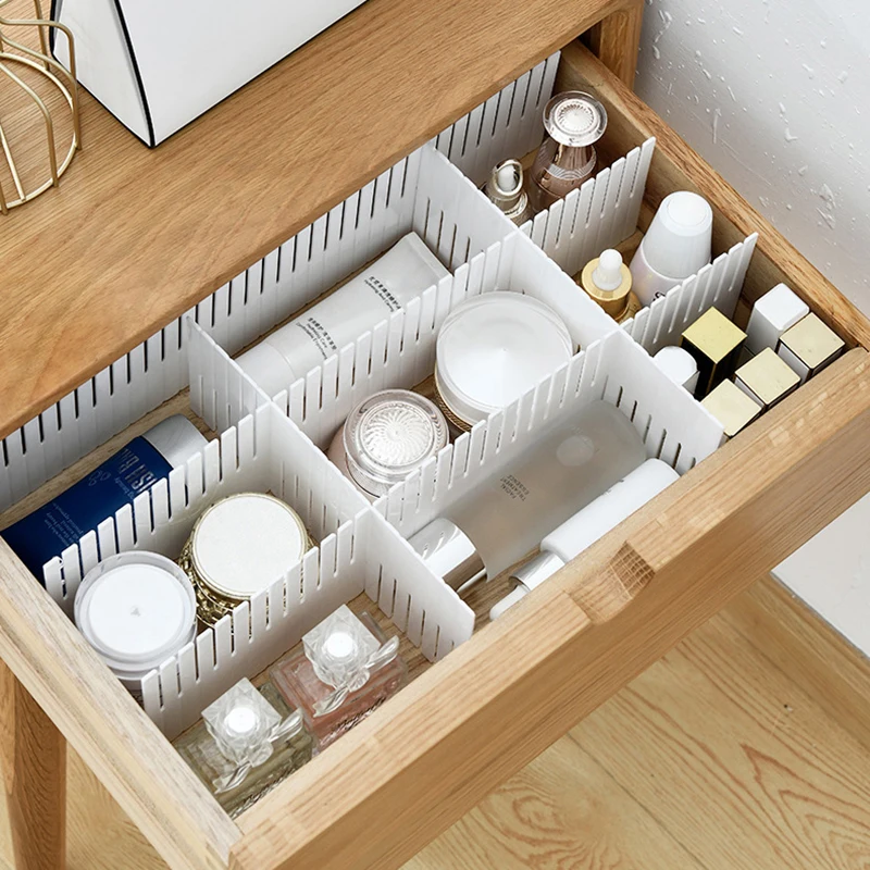 5pcs Adjustable Drawer Divider Household Storage Combination Partition Makeup Sock Underwear Drawer Organizer Board of Cabinets