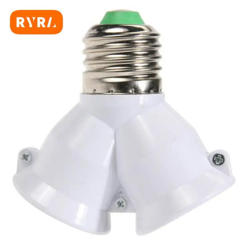 Double E27 Socket Base 2 In 1 Extender Splitter Converter Plug Halogen Light Lamp Bulb Holder Copper Contact Adapter Tool