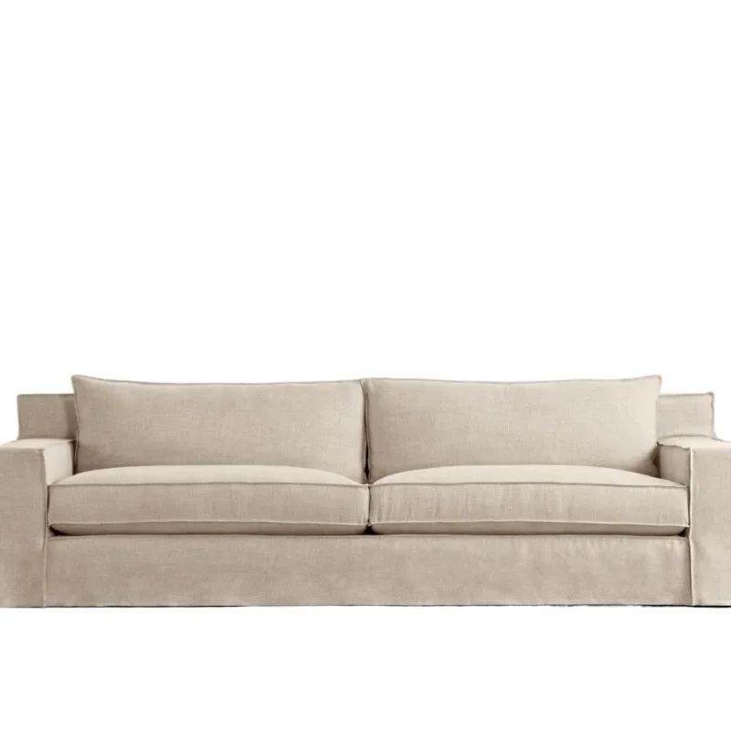 

Nordic wabi-sabi wind full dismantling and washing fabric living room double three-person American retro cotton and linen bed