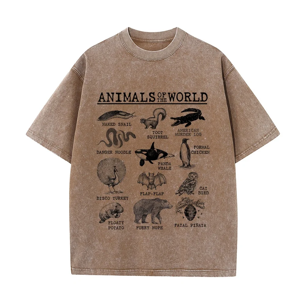All Animals of The World Vintage Funny Animal Meme Name T-Shirt Brasil Y2k Man Printed Shirt Plus Size Casual T Graphic Tee
