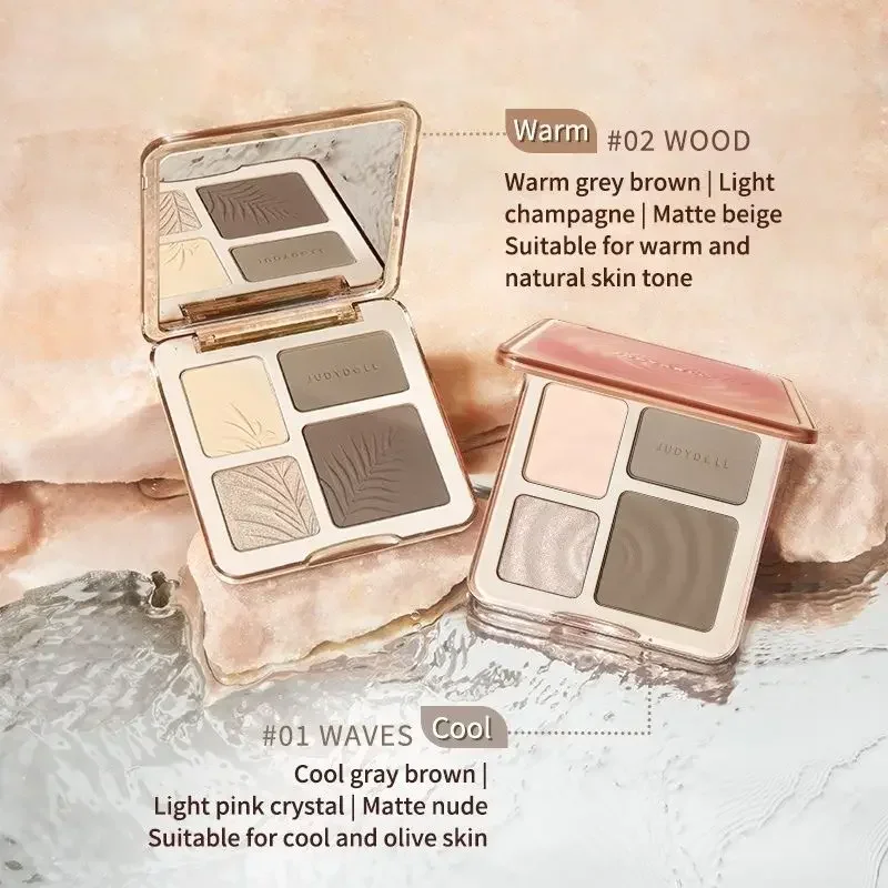 Judydoll 2 IN 1 Highlighter Contour Palette Face Lasting Glow Brighten Contour Shimmer Matte Powder 3D Nose Shadow Cosmetics