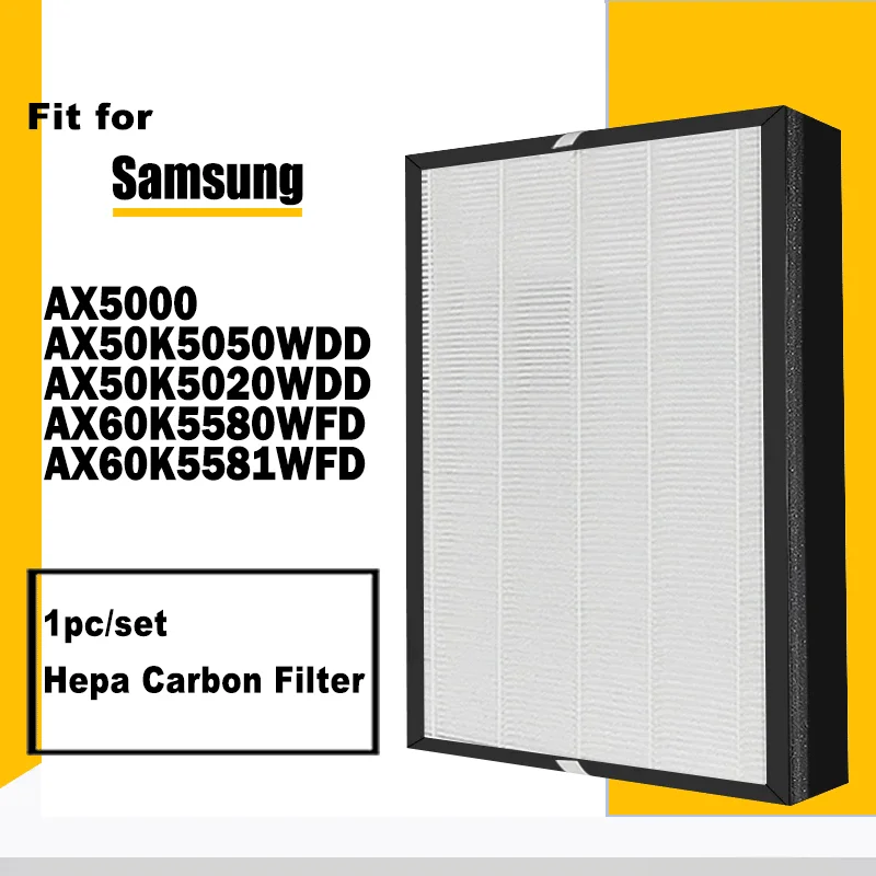 

for Samsung Electronics Air Purifier AX5000 AX50K5050WDD AX50K5020WDD AX60K5580WFD AX60K5581WFD Hepa Carbon Filter CFX-D100D