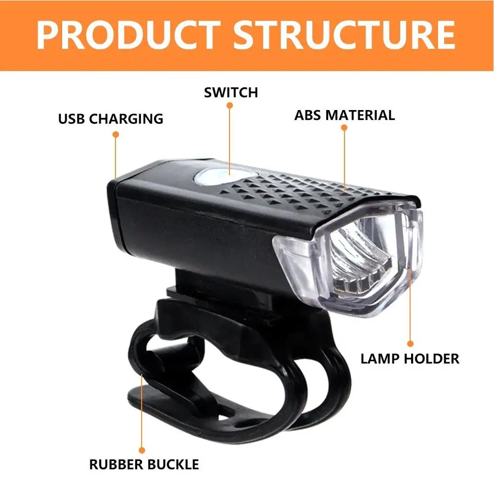 Bike Bicycle Light USB LED Rechargeable Set MTB Road Bike Front Back Headlight Lamp Flashlight Cycling Light Cycling Accessories