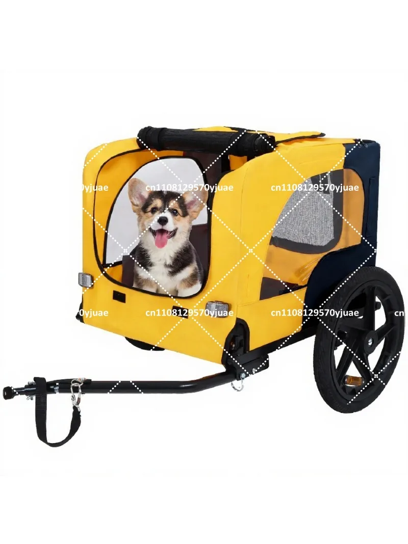 Pet Bike Trailer Dog Cart for Small Medium Dogs, Easy Fold Frame, Outdoor Travel Stroller