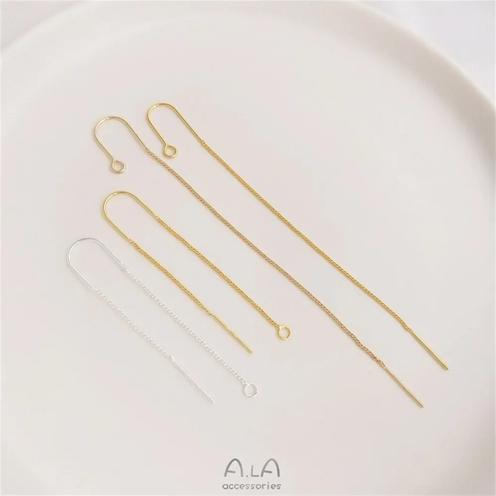 U-shaped Earring 925 Silver Needle Earring 14K18K Gold Handmade Earring Accessory DIY Chain Strip Earring E191