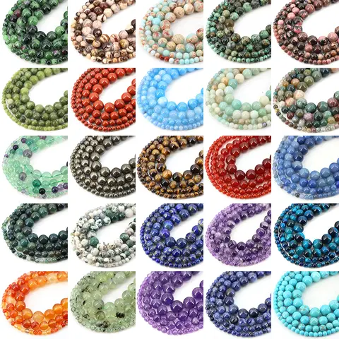 Cuentas de piedra Natural, cristal de ojo de tigre azul, amatista, cuarzo rosa, cuentas de piedras preciosas para fabricación de joyas, pulsera, collar, 4/6/8/10MM