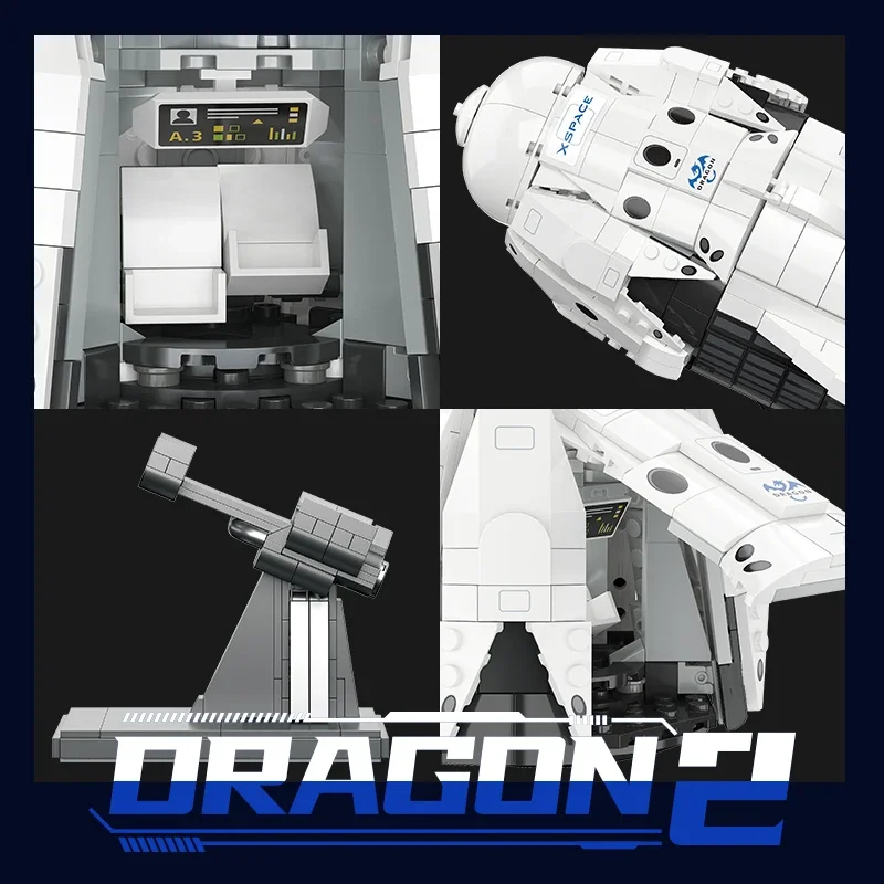 

Строительные блоки серии Space Aerospace Dragon 2, модель исследования космического корабля, совместимая с игрушками LEGO Bricks