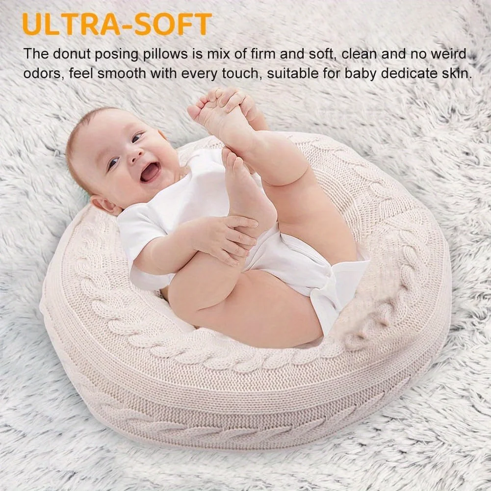 Baby Photography Posing Aid Soft Donut Pillow for Newborn Photo Shoot Basket Filler Stuffer Infant Props Set 2PCS