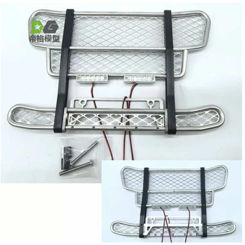 RC 1/14 Aluminium-Legierung Bull Rail Stoßstange mit LED Angel Eyes Licht für Tamiya Muldenkipper für SCANIA MAN VOLVO Tripper DIY-Teile – Detail 1