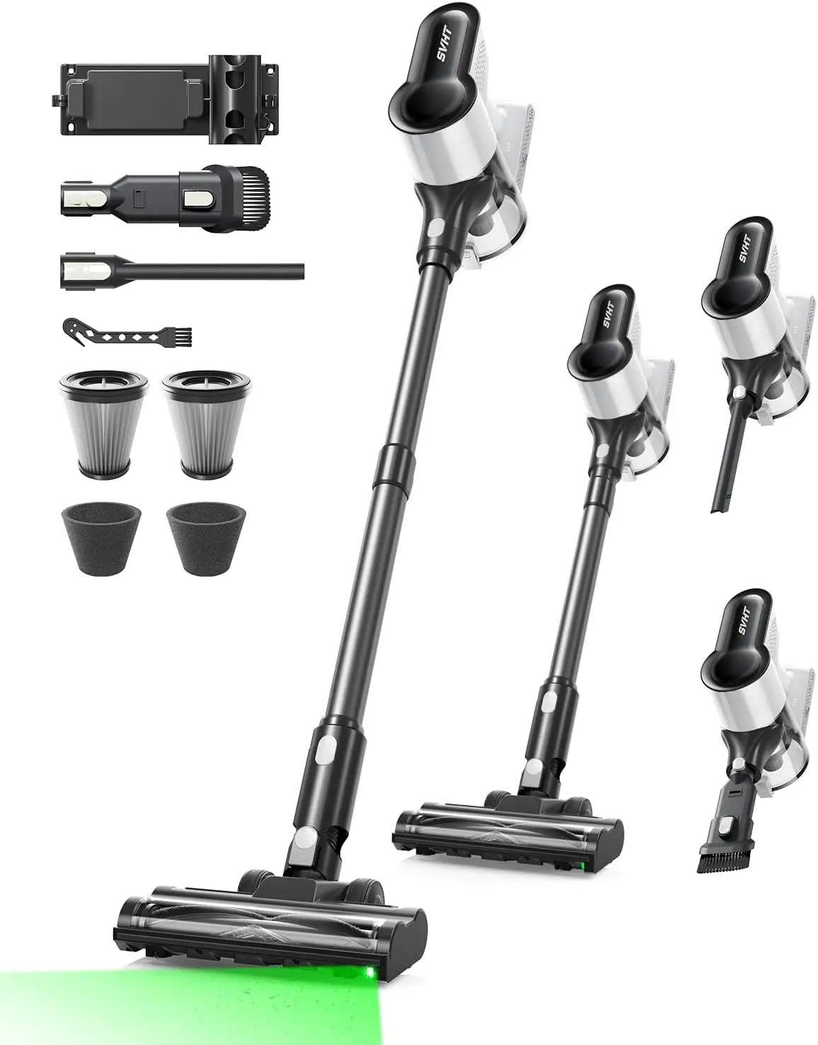 

Беспроводной вертикальный пылесос 500 Вт, 45 кПа, 50 минут работы, со светодиодной подсветкой, щетка с защитой от наматывания волос для шерсти животных и твердых полов