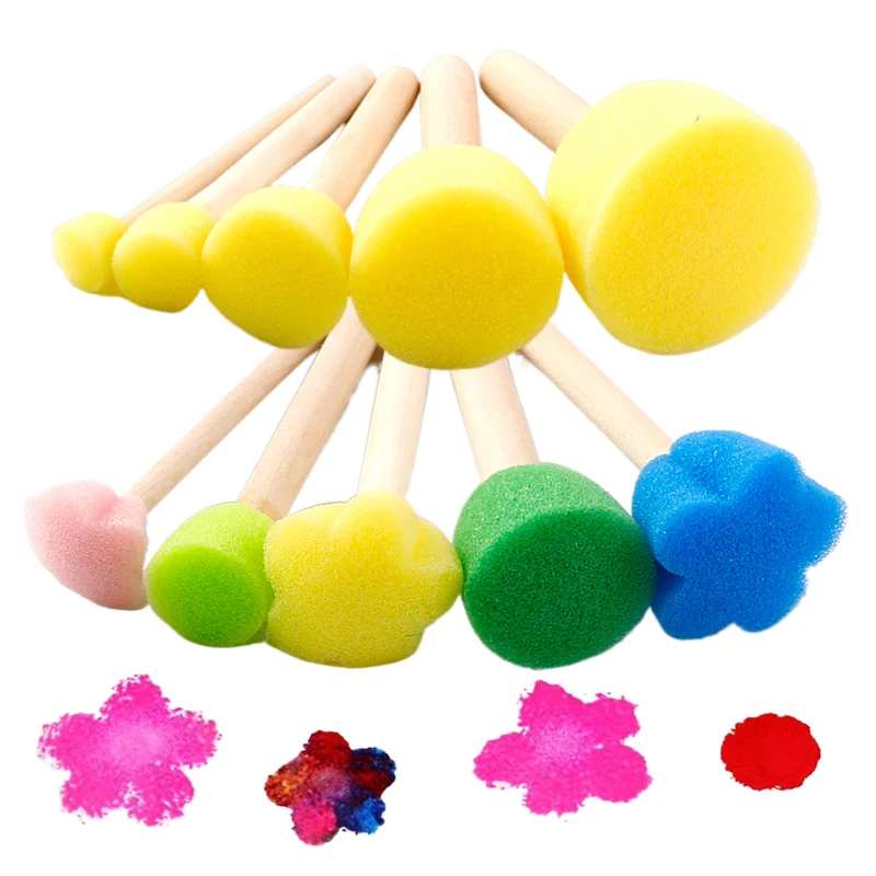 5pcs Painting Sponge Brush Mushroom Head Shape Smooth Wooden Handle Graffiti Drawing Tool Art Supplies Soft Absorbent TMZ