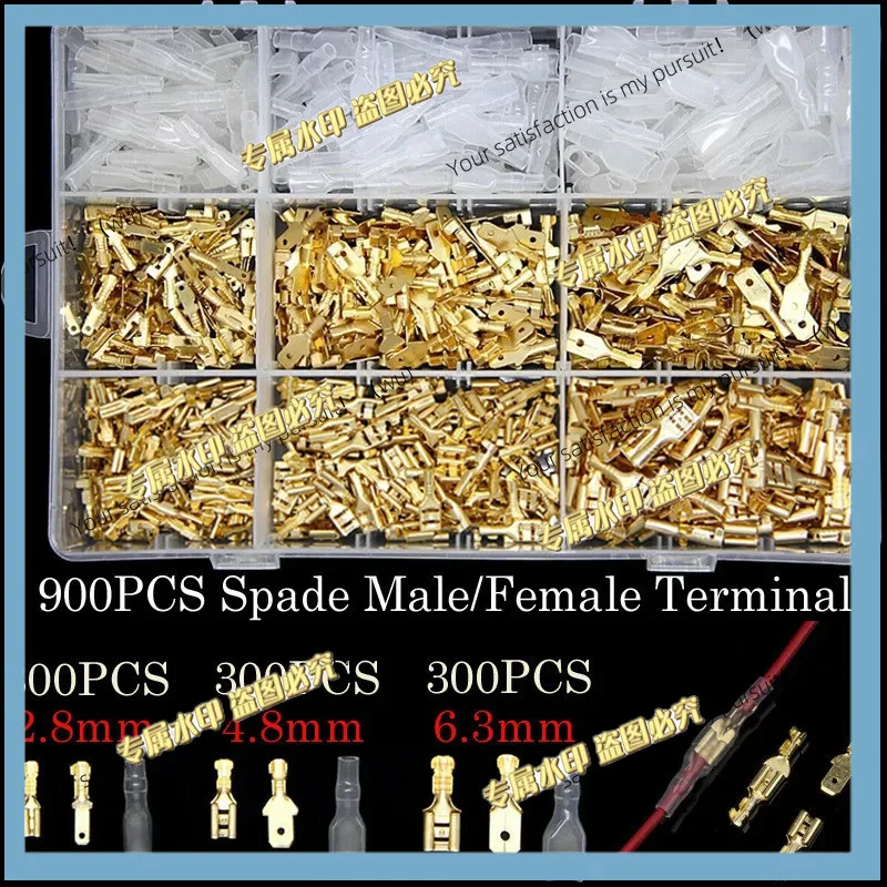 Box Insulated Male Female Wire Connector 2.8/4.8/6.3mm Electrical Crimp Terminals Termin Spade Connectors Assorted Kit