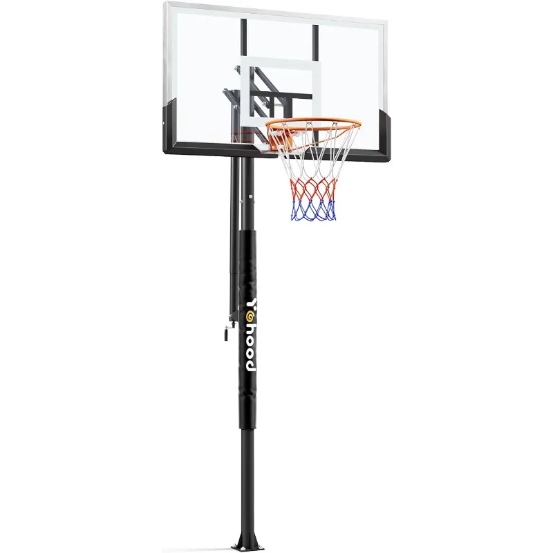 

Yohood In Ground Basketball Hoop Outdoor 10FT Adjustable Height with Crank, in-Gound Basketball Goal System with 50 Inch