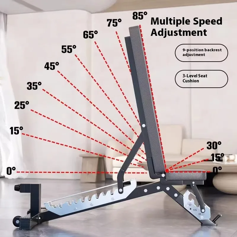 Commercial Grade Adjustable Weight Bench - 7-Level Backrest & 5-Level Seat Decline/Flat/Incline Adjustment