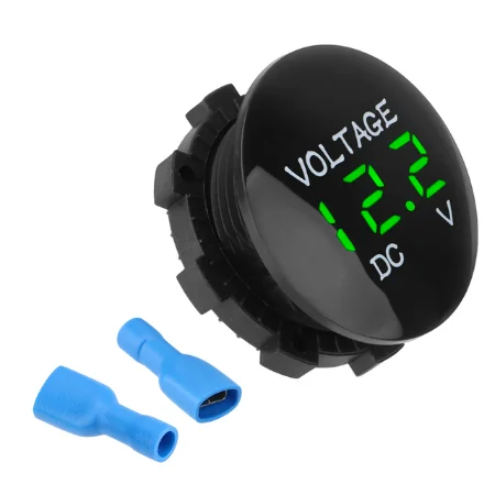 LED Digital Voltmeter Round Waterproof For Car Marine Motorcycle Truck RV ATV Battery Voltage Tester 12V-48V