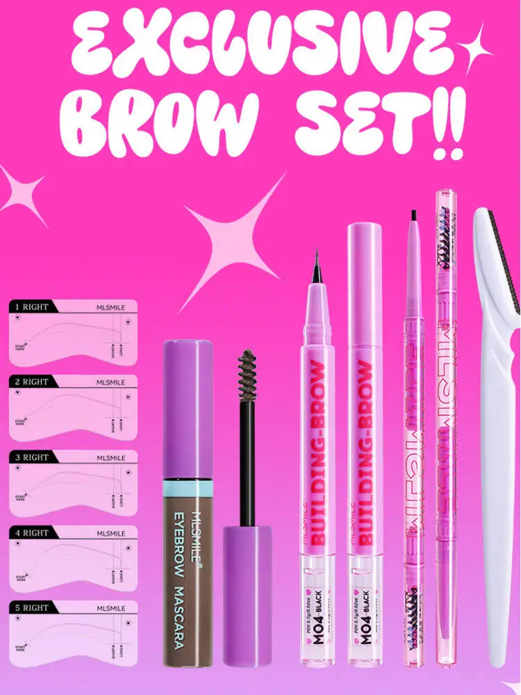 MLSMILE Set 2-in-1 Shaping Liquid Dual-ended Pencil Dye + Razor Eyebrow Card 2025 New