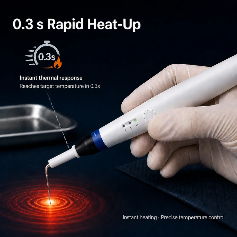 Wireless Dental Endo Obturation Pen 3 Temperature Settings 360° Rotatable Tip Gutta Percha Filling Pen for Clinic