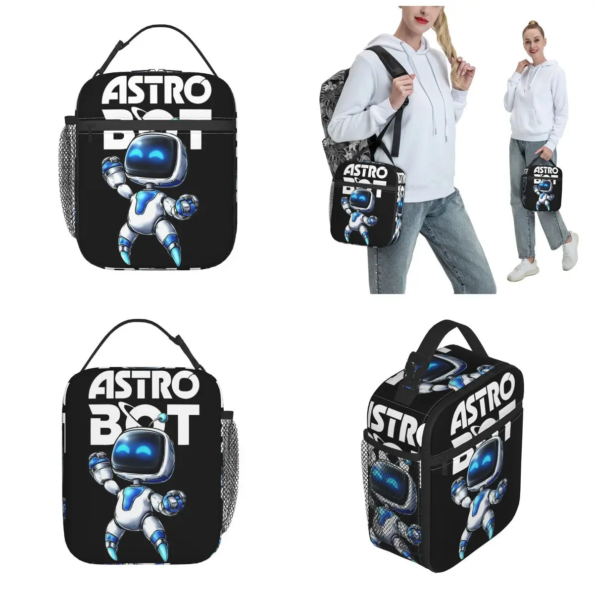 Cartoon Astrobot Character Insulated Lunch Bags Food Container Portable Thermal Cooler Lunch Boxes For Travel