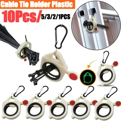 10-1pcs Fluorescent Cable Tie Organizer Storage Cable Tie Holder Portable Cable Tie Storage Tool Electrical Wire Tie Organizer