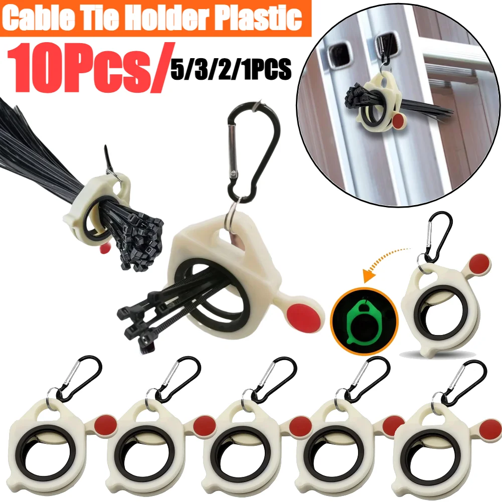 10-1pcs Fluorescent Cable Tie Organizer Storage Cable Tie Holder Portable Cable Tie Storage Tool Electrical Wire Tie Organizer